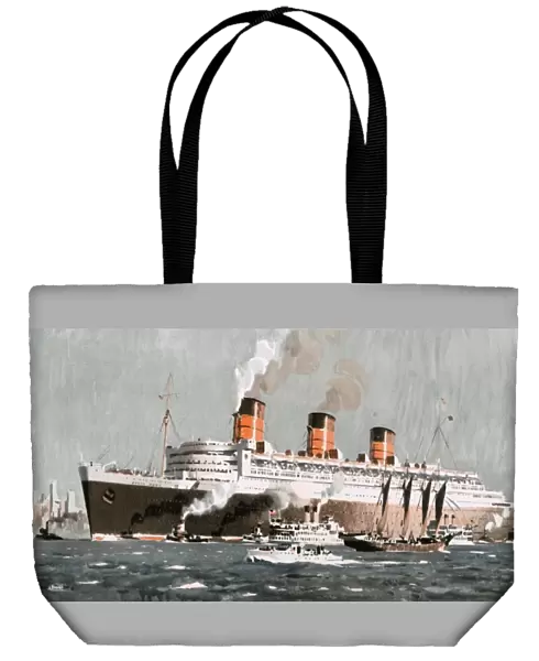 An illustration of the Queen Mary ocean liner