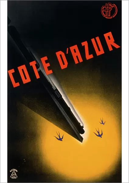 Poster for railway trips to the Cote d Azur