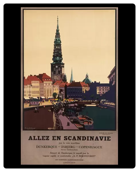 Poster advertising sea trips to Scandinavia