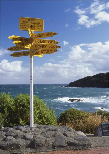 Signpost at Bluff, South Island, New Zealand