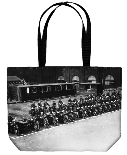 Policemen in gas masks on their motor cycles