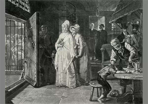 Prison reformer Elizabeth Fry visits women at Newgate