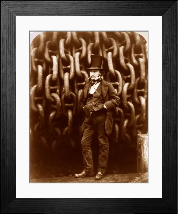 Framed Print : I K Brunel before the Great Eastern Hauling Chains Print Framed Print : I K Brunel before the Great Eastern Hauling Chains Print