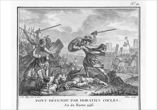 Publius Horatius Cocles defending the Tiber bridge