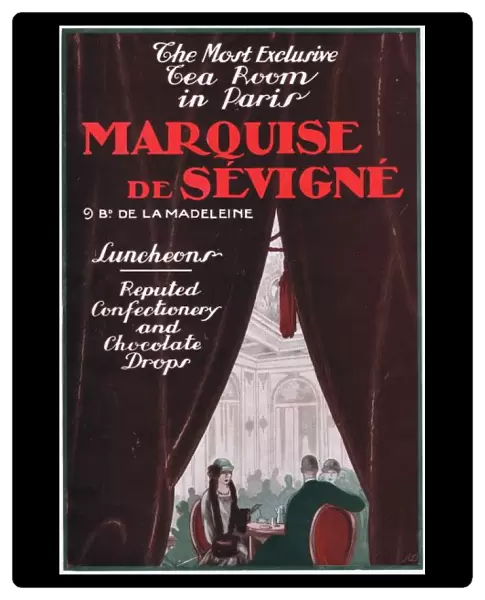 Advert for Marquise de Sevigne tea room in Paris, 1920s