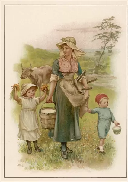 Old-Time Milking-Maid