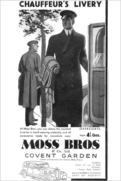 Chauffeur livery advertisement by Moss Bros