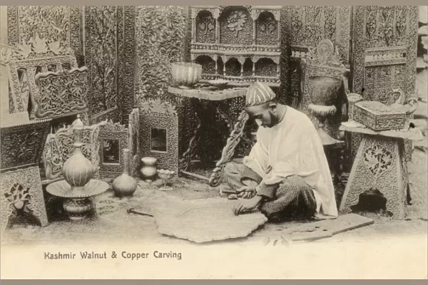 Kashmir Walnut & Copper Carving, India