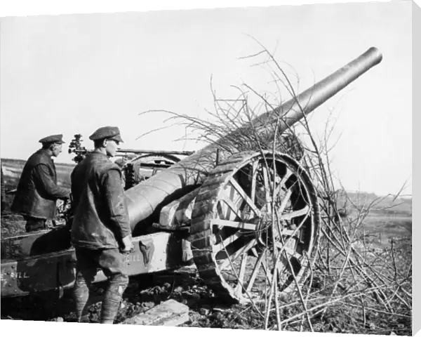 British big gun in action, Western Front, WW1