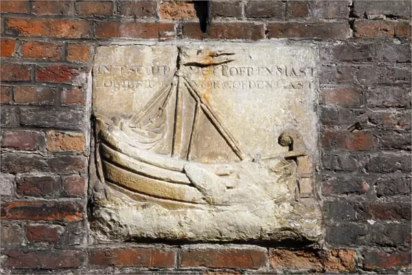 Ship plaque in Bruges, Belgium