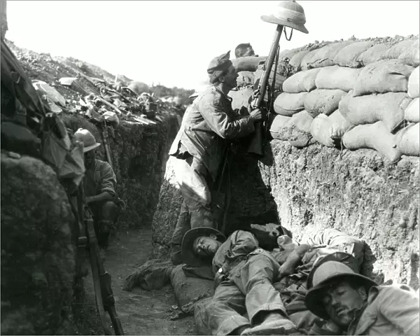 Irish soldier in a trench, Mesopotamia, WW1