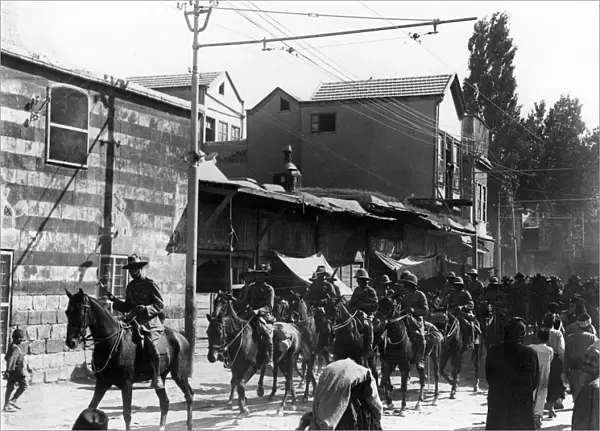 General Chauvel and troops riding through Damascus
