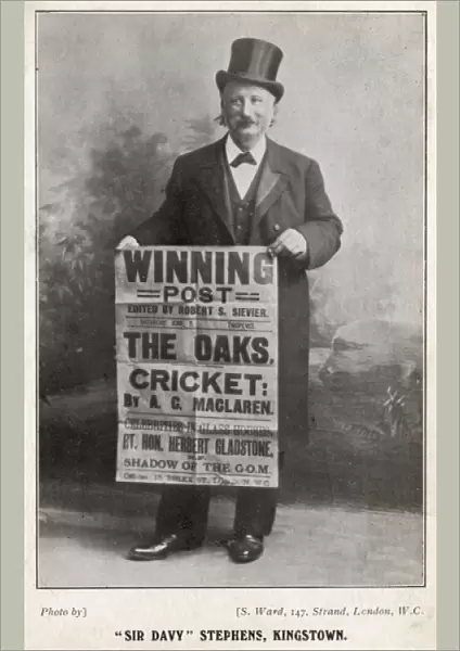 Gentleman holding up The Winning Post Paper