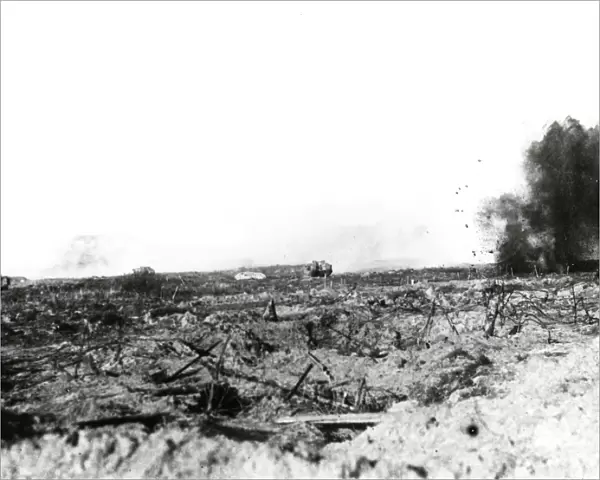 American tanks under fire, western front, WW1