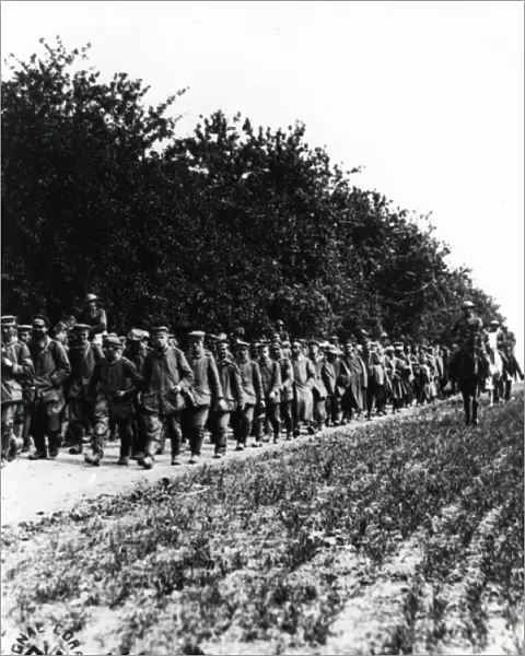 American troops with German prisoners, Belleau Wood, WW1