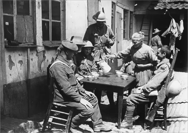 British troops relaxing, Croix du Bac, near Armentieres, WW1
