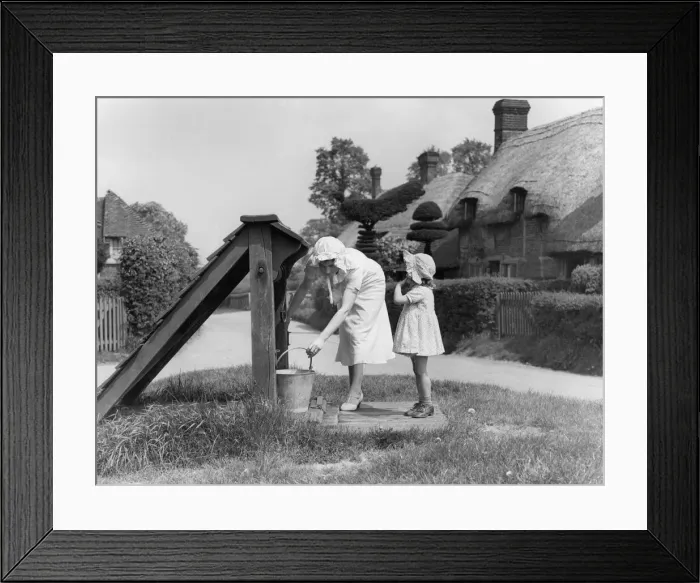 Framed Print : English Village Well Print, 1930s Framed Print : English Village Well Print, 1930s