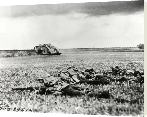 American troops with tanks, France, WW1
