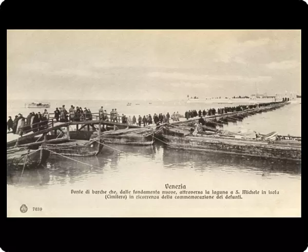 Venice, Italy - Pontoon bridge across the Venetian Lagoon