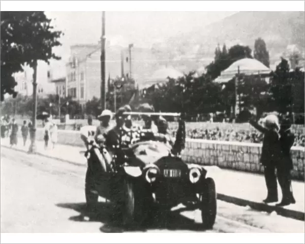 Archduke and wife in car before assassination, Sarajevo