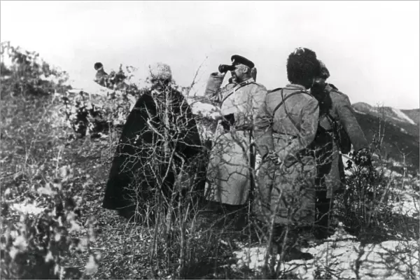 Russian officers near wall of Krakow, WW1