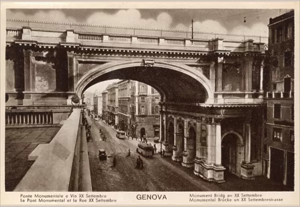 Genoa, Italy - Monumental Bridge and Via XX September