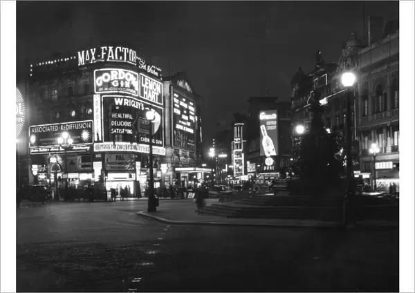 View of the lights at Piccadilly Circus, London