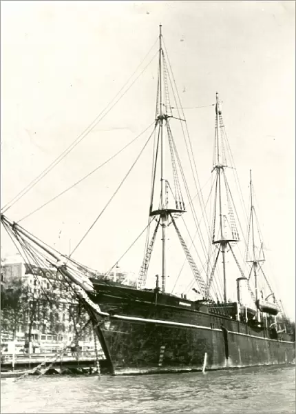 RSS Discovery moored on Thames Embankment, London