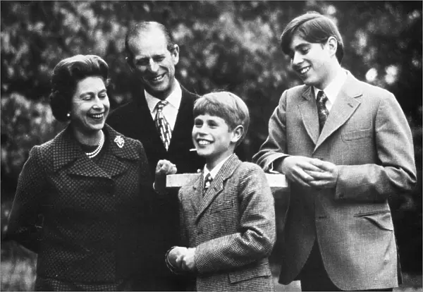 Queen Elizabeth II with Prince Philip, Andrew and Edward