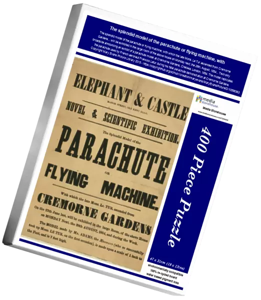 The splendid model of the parachute or flying machine, with