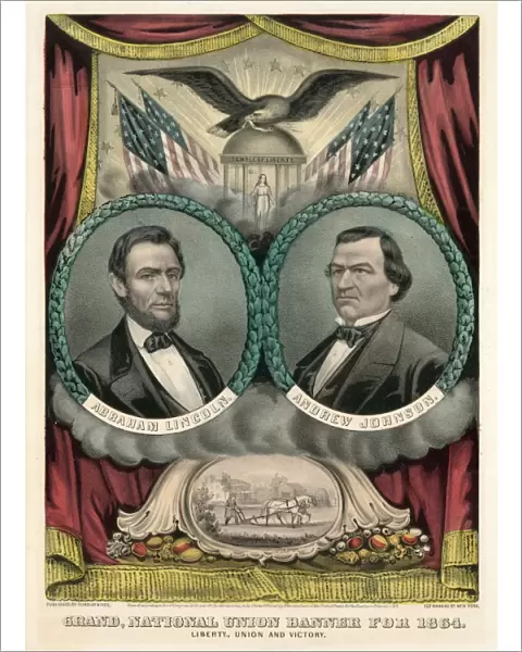 Grand national union banner for 1864. Liberty, union and vic