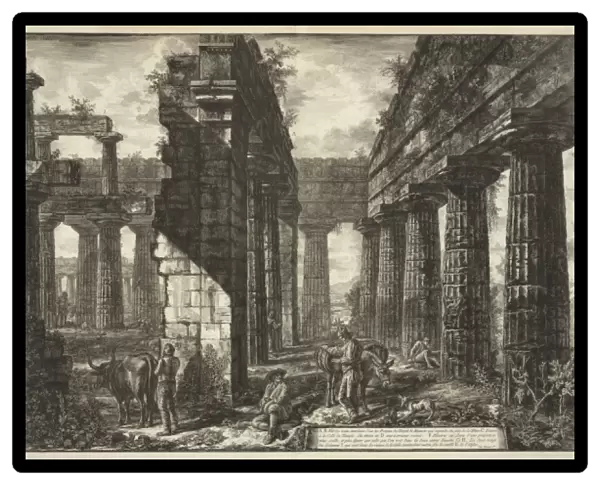 Interior view of the Temple of Neptune, Paestum, plate 13
