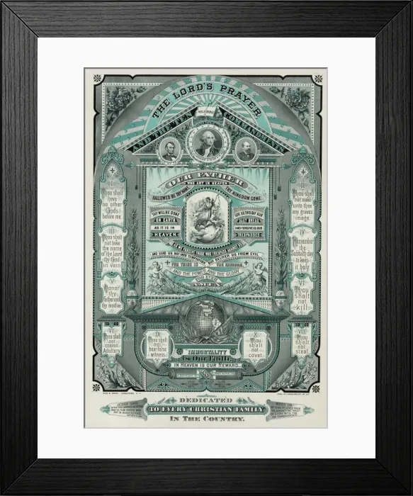 Framed Print : The Lords Prayer and the Ten Commandments Print, c1882