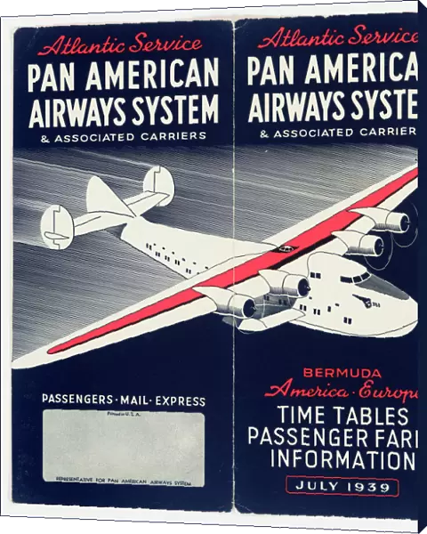 Cover design, Pan American Airways timetable