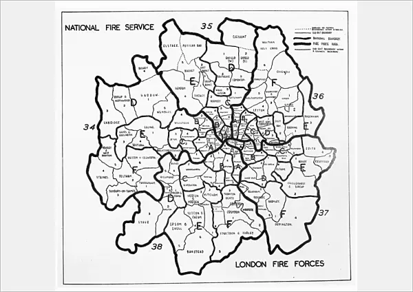 Area map for the National Fire Service in London, WW2
