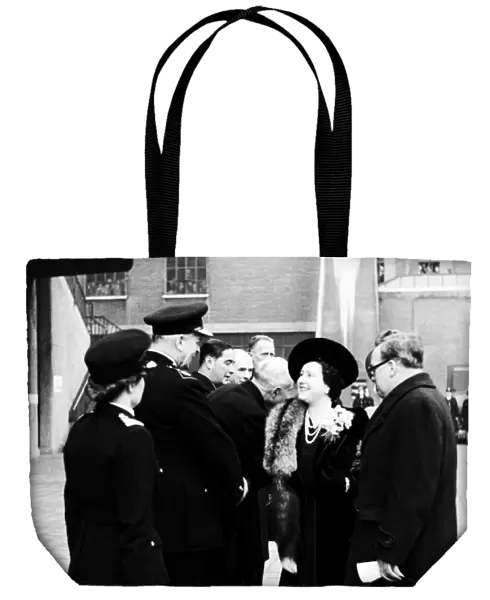 Queen Elizabeth meeting firewomen at Lambeth HQ, WW2
