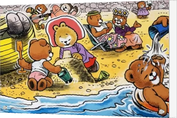 Teddy bears on the beach
