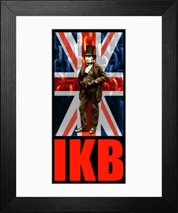 Framed Print : Isambard Kingdom Brunel Print with Union Jack Flag Design Framed Print : Isambard Kingdom Brunel Print with Union Jack Flag Design