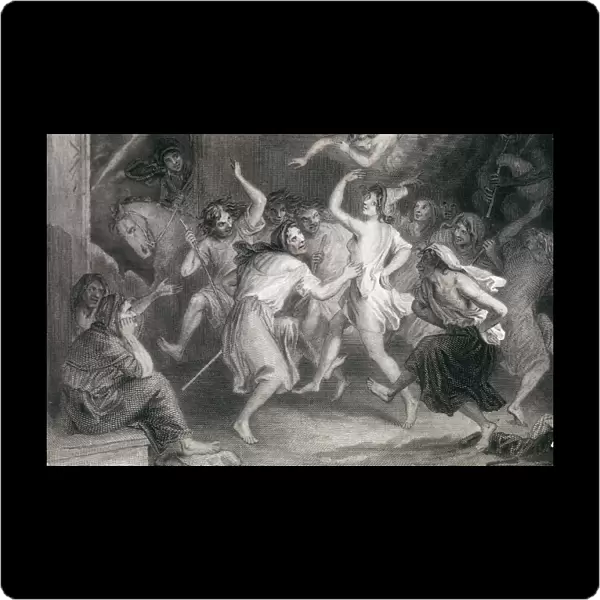 Dance of the witches. Romanticism. Etching