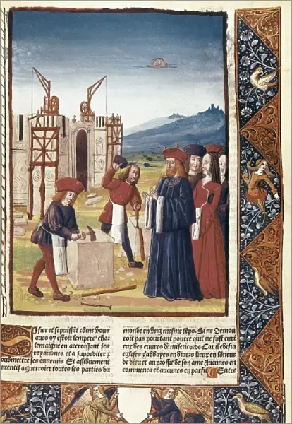 Charlemagne visiting the construction works of