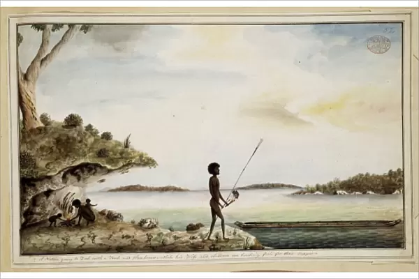 An Aboriginal family in a harbour landscape