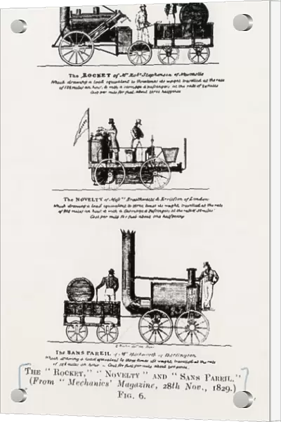 Rocket, Novelty and Sans Pareil steam locomotives