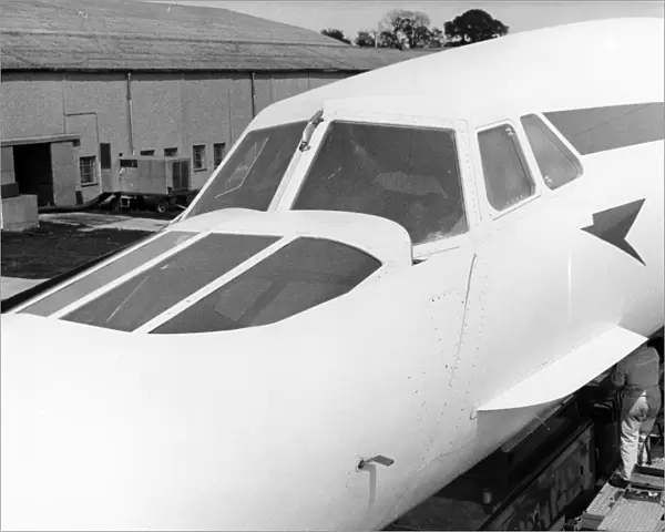 Concordes cockpit windows and retracted visor