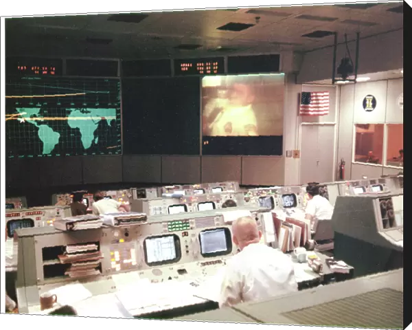 Apollo 13. Overall view of the Mission Operations Control Room in the Mission