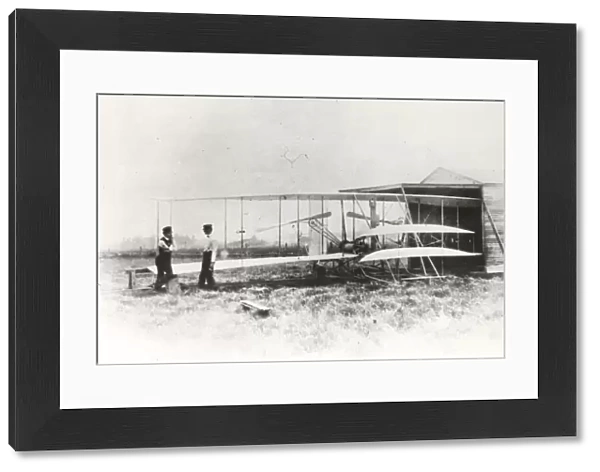 Wilber and Orville Wright with Flyer II at Huffman Prairie