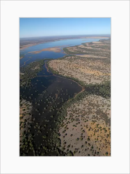 Aerial of Lake Ngami Botswana Africa