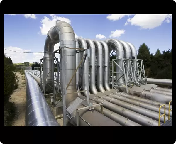 Wairakei Geothermal Power Station - near Taupo North Island New Zealand. Operated by Contact Energy this was the first geothermal plant to use very hot water as the source of the steam used to drive the turbines