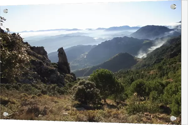 Grazalema National Park - mountains with morning mist, Andalucia, Spain