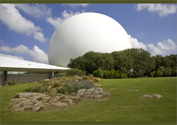 Giant white radar dome communications centre Pleumeur Bodou Brittany France