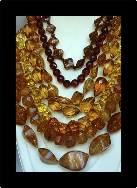 Amber: polished pieces of Baltic amber made into a necklace. Poland